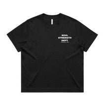 SOUL STRENGTH DEPT EPPING Womens Box Black Tshirt