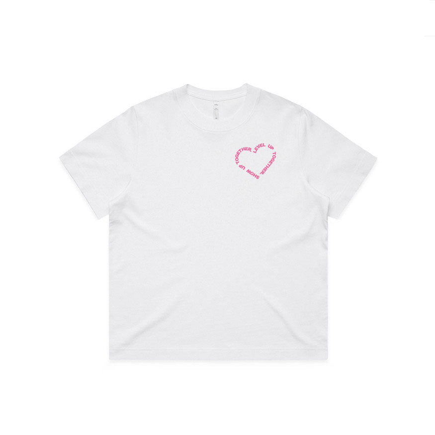 CLUB 88 Members Womens HEART Box White/Pink Tshirt