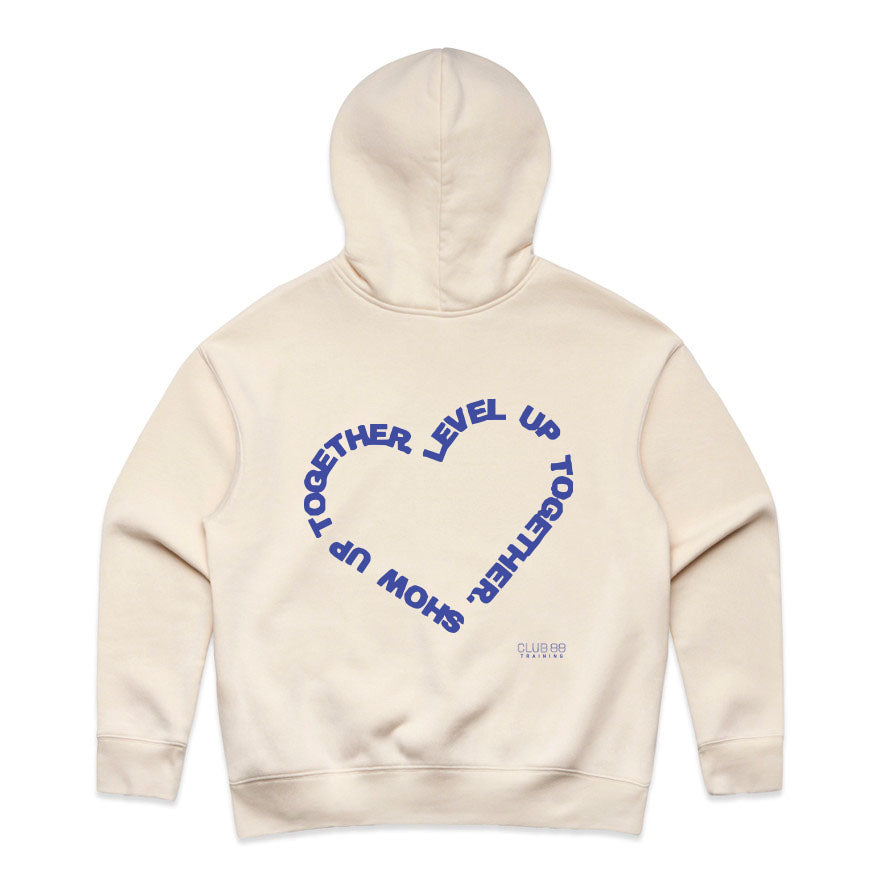 CLUB 88 Members Womens HEART Relax Ecru Hoodie