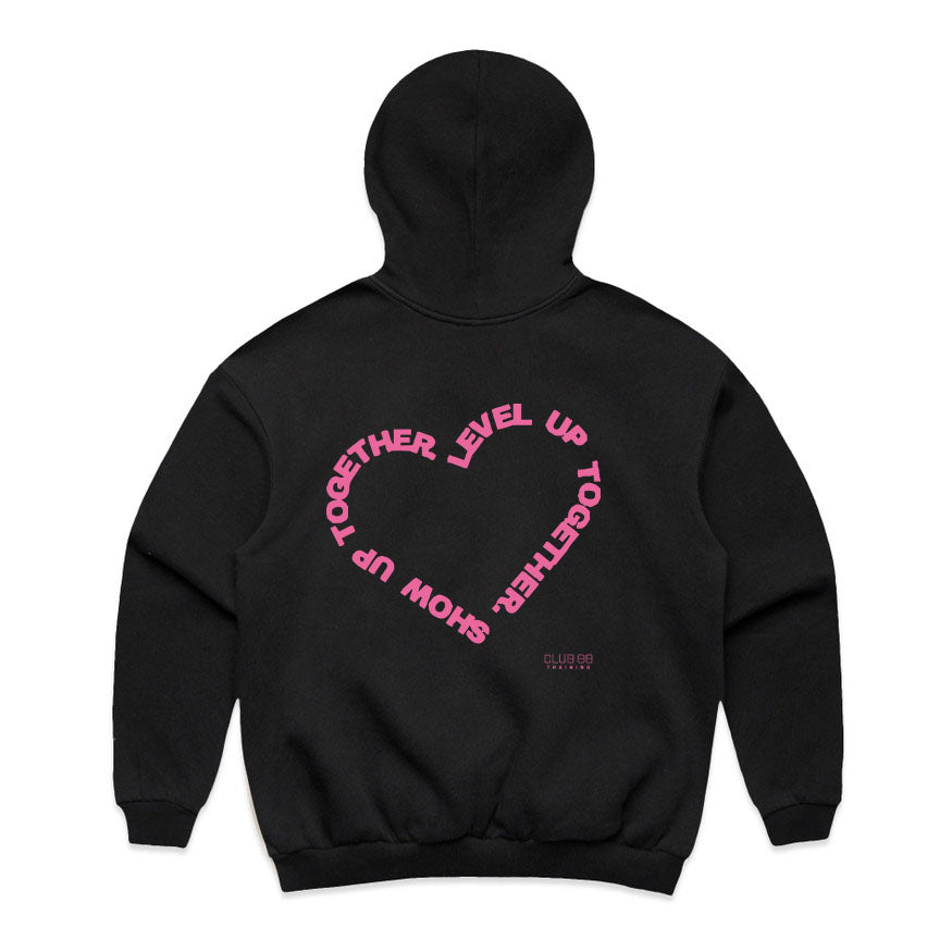 CLUB 88 Members Womens HEART Box Black/Pink Hoodie