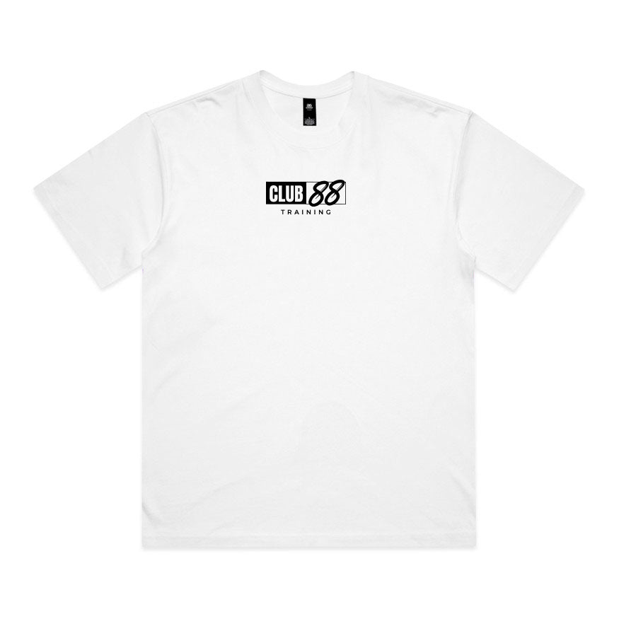 CLUB 88 Members Mens SCRIPT Box White Tshirt