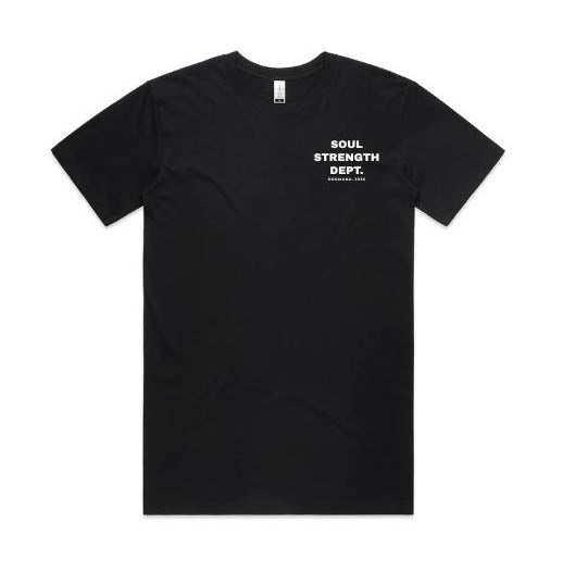 SOUL STRENGTH DEPT DROMANA Mens Staple Black Tshirt